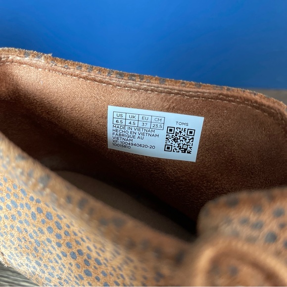 Womens TOMS Kala Tan Mini Cheetah Suede Booties Boot Wedge Size 6.5 Lace Up - Picture 5 of 14